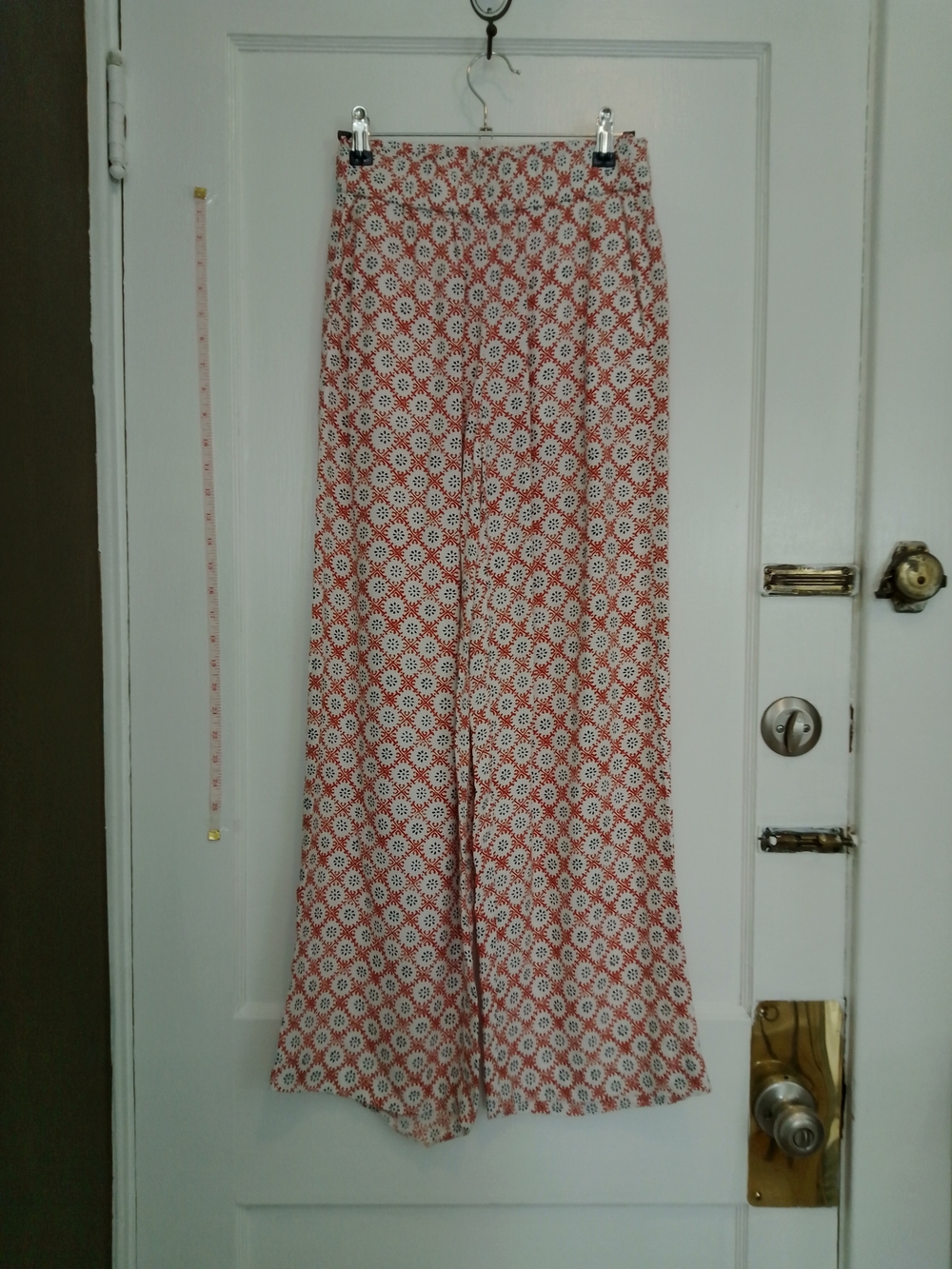 Ann Taylor White and Orange Floral Wide-Leg Pants